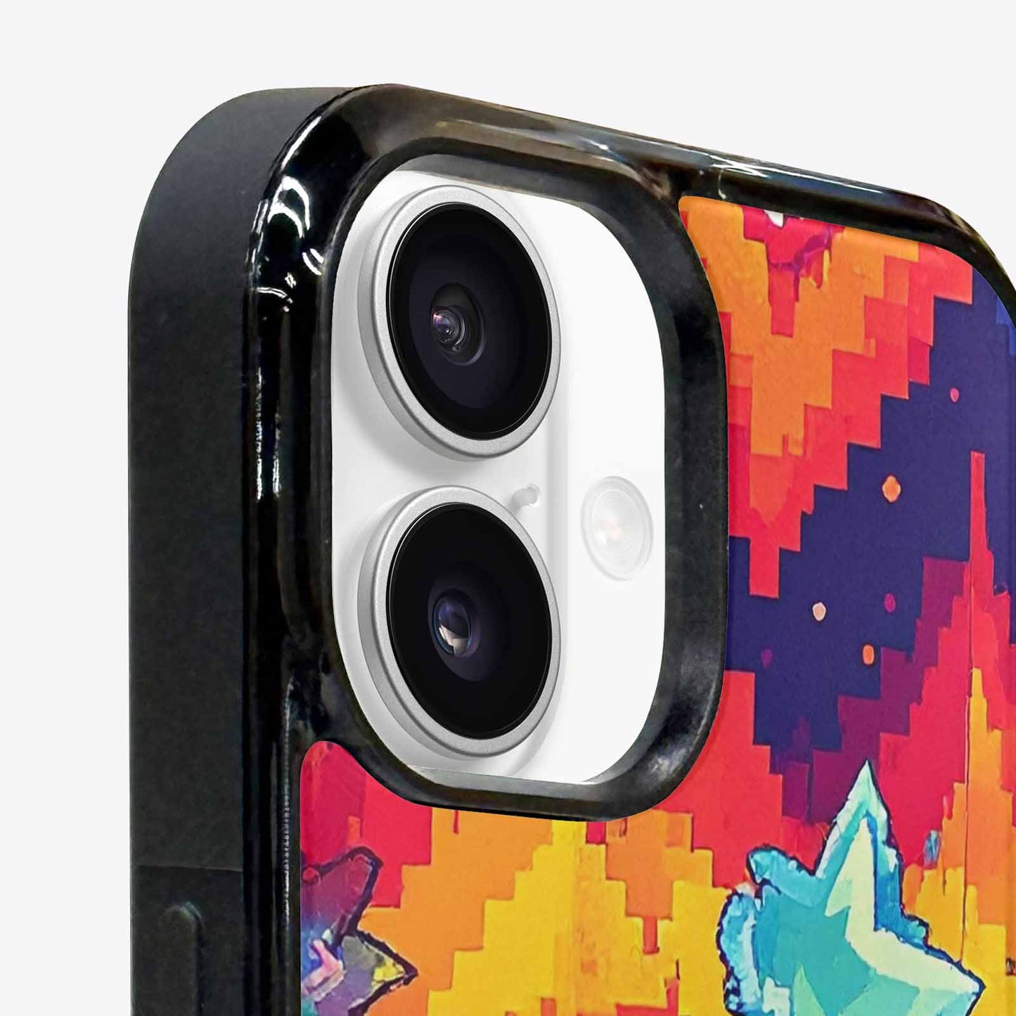 iPhone 16 Plus Case — Pixel Art 8 Bit Burst Pattern, Custom Phone Case