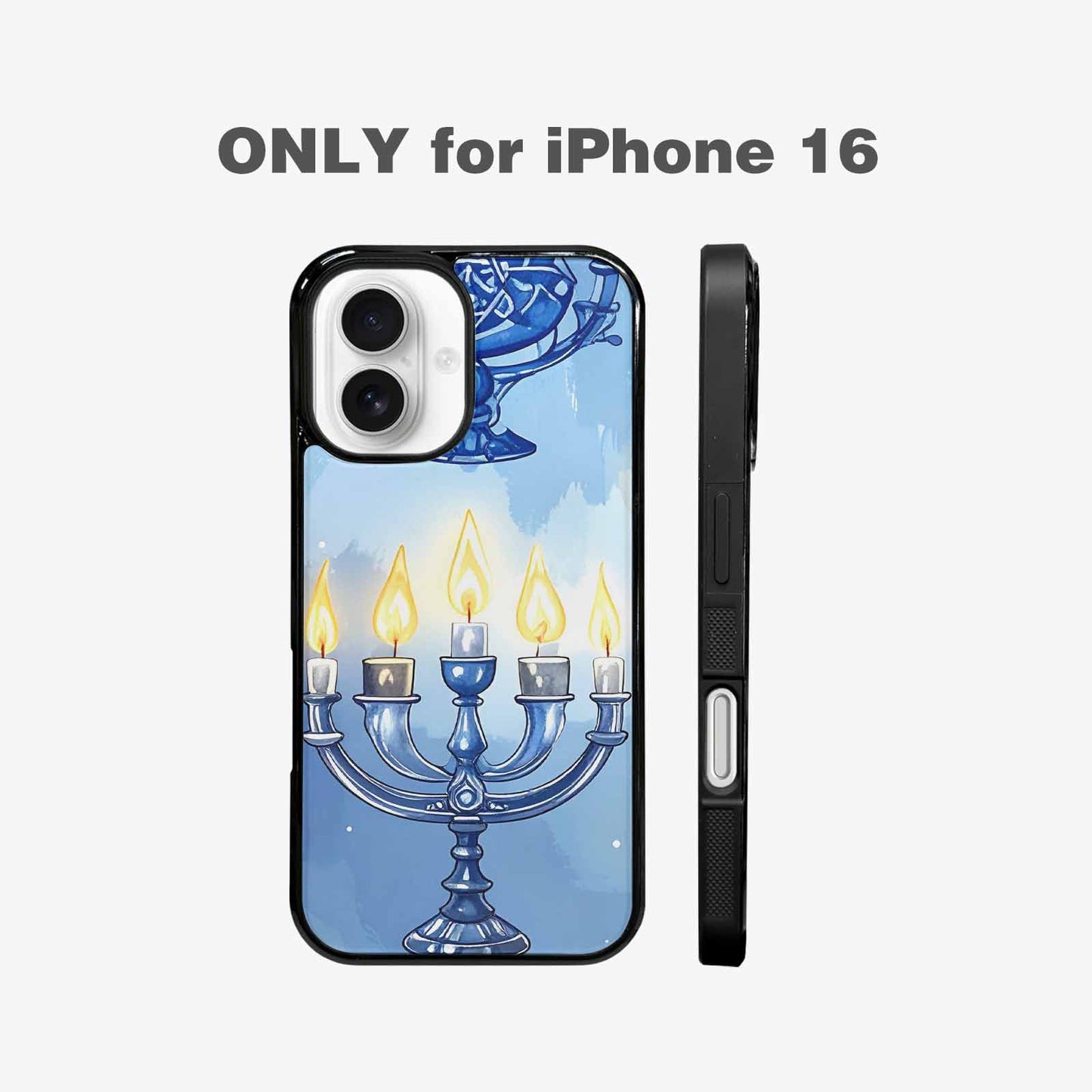 iPhone 16 Case — Hanukkah Menorah Pattern Seamless Repeat Jewish, Custom Art Phone Cover
