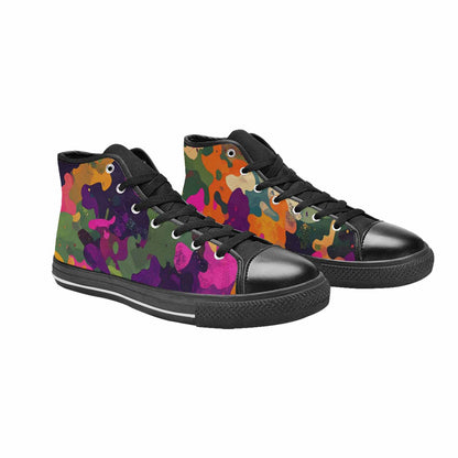 MEN'S Military Camouflage Blotch High Top Canvas Vibrant Chaos Sneakers
