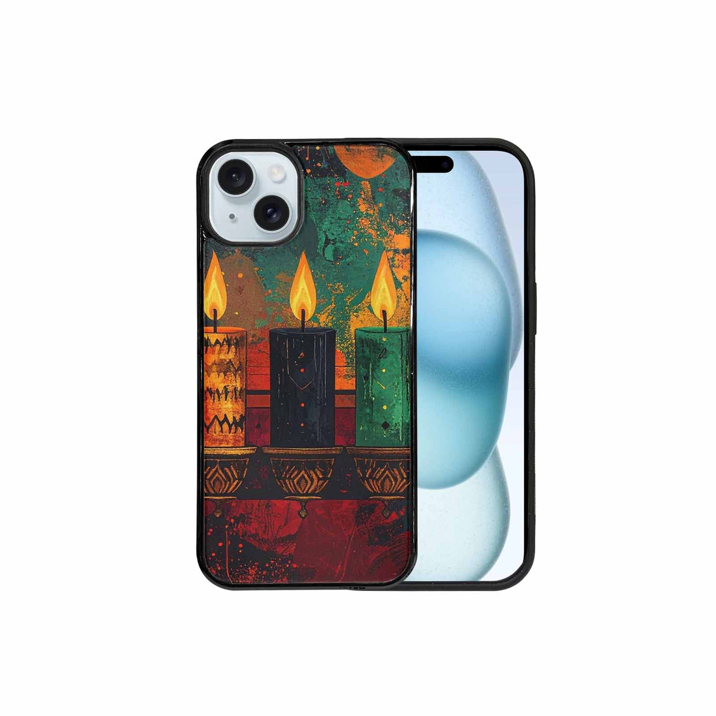 iPhone 15 Plus Case — Kwanzaa Kinara Pattern Seamless Repeat African, Custom Printed Phone Case