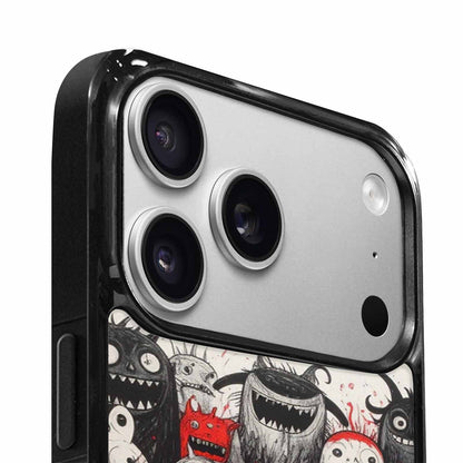 iPhone 17 Pro Case — Black Red Ink Monsters General Cartoon, Custom Printed Phone Case