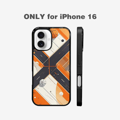 iPhone 16 Case — Basketball Pattern Court Lines And Balls, Custom Print Case Cover
