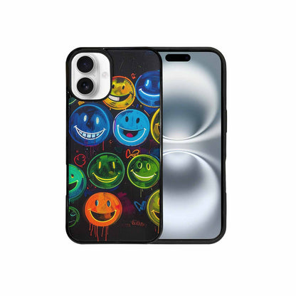 iPhone 16 Plus Case — Smiley Faces Glow Smiley Faces Pattern, Custom Designed Case Cover