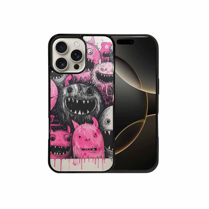 iPhone 16 Pro Max Case — Monsters General Black Pink Ink Cartoon, Custom Designed Case Cover