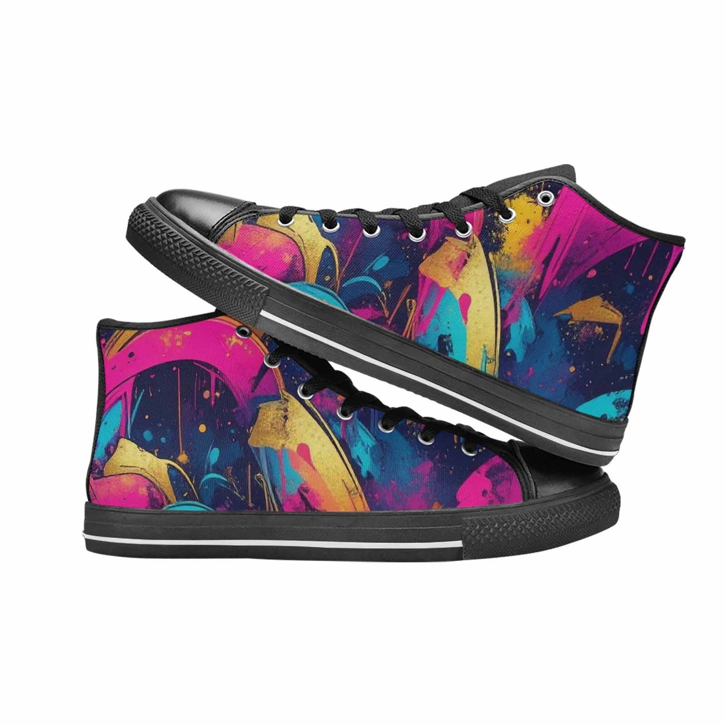 WOMEN'S Paint Splatter High Top Canvas Y2K Custom Sneakers