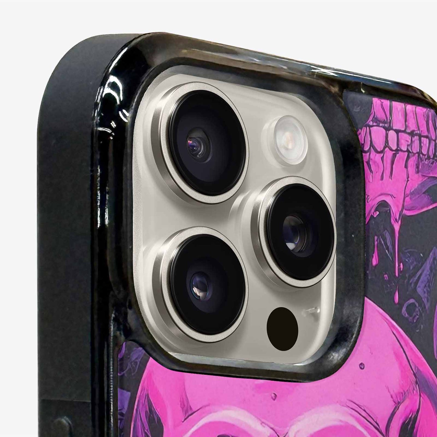 iPhone 15 Pro Max Case — Pink Purple Skeletons Neon Drip Melting, Customized Protective Case