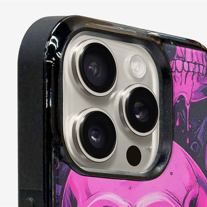 iPhone 15 Pro Max Case — Pink Purple Skeletons Neon Drip Melting, Customized Protective Case