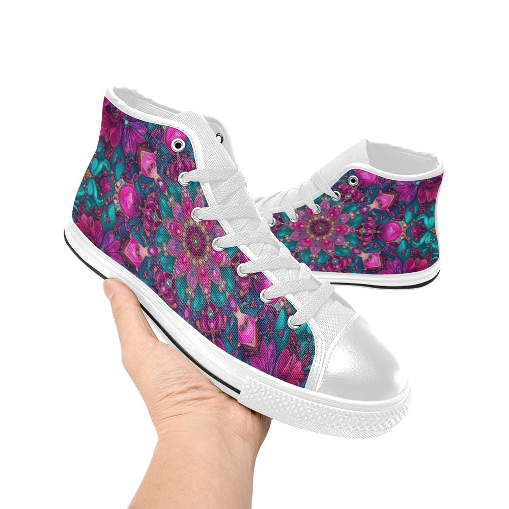 WOMEN'S Feminine Jeweled Skull High Top Canvas Dreamcore Shoes