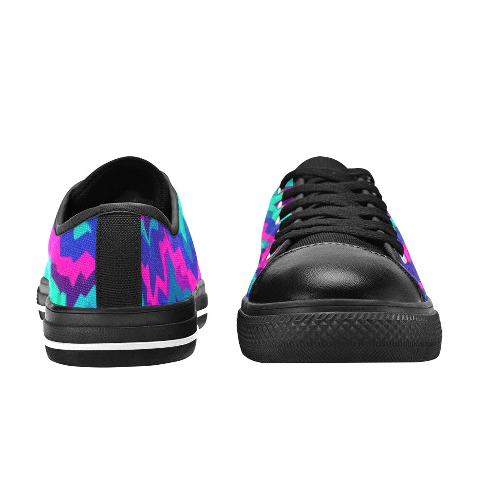 MEN'S Psychedelic Chevron Vortex Low Top Canvas Vibrant Chaos Sneakers