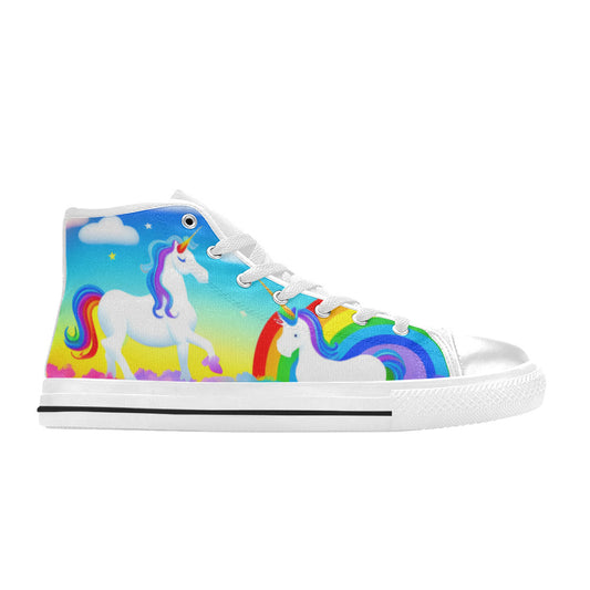 WOMEN'S Unicorns Rainbows High Top Canvas Dark Academia Sneakers