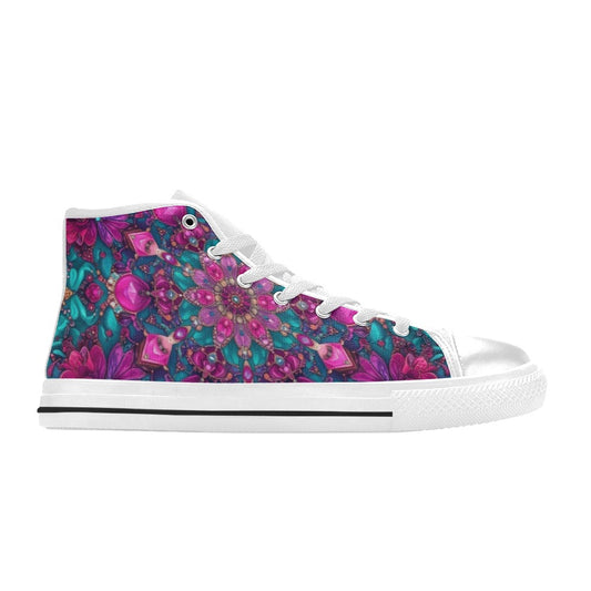 WOMEN'S Feminine Jeweled Skull High Top Canvas Dreamcore Shoes