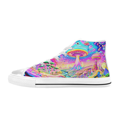 WOMEN'S Trippy World Art 5 High Top Canvas Dark Academia Shoes