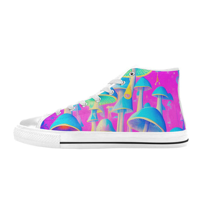 WOMEN'S Cc Mushroom Art 2 High Top Canvas Wallpaper Art Custom Shoes