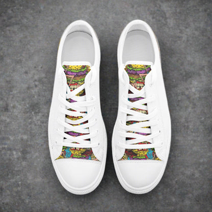 Freaky Shoes® Freestyle Art Printed Tongue Unisex Low Top Canvas Shoes - Freaky Shoes®