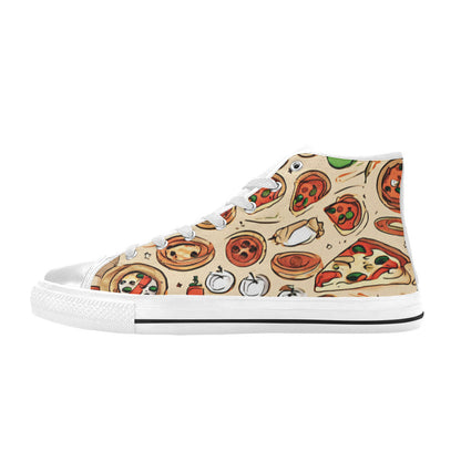 WOMEN'S Planet Pizza Art High Top Canvas Surreal Sneakers