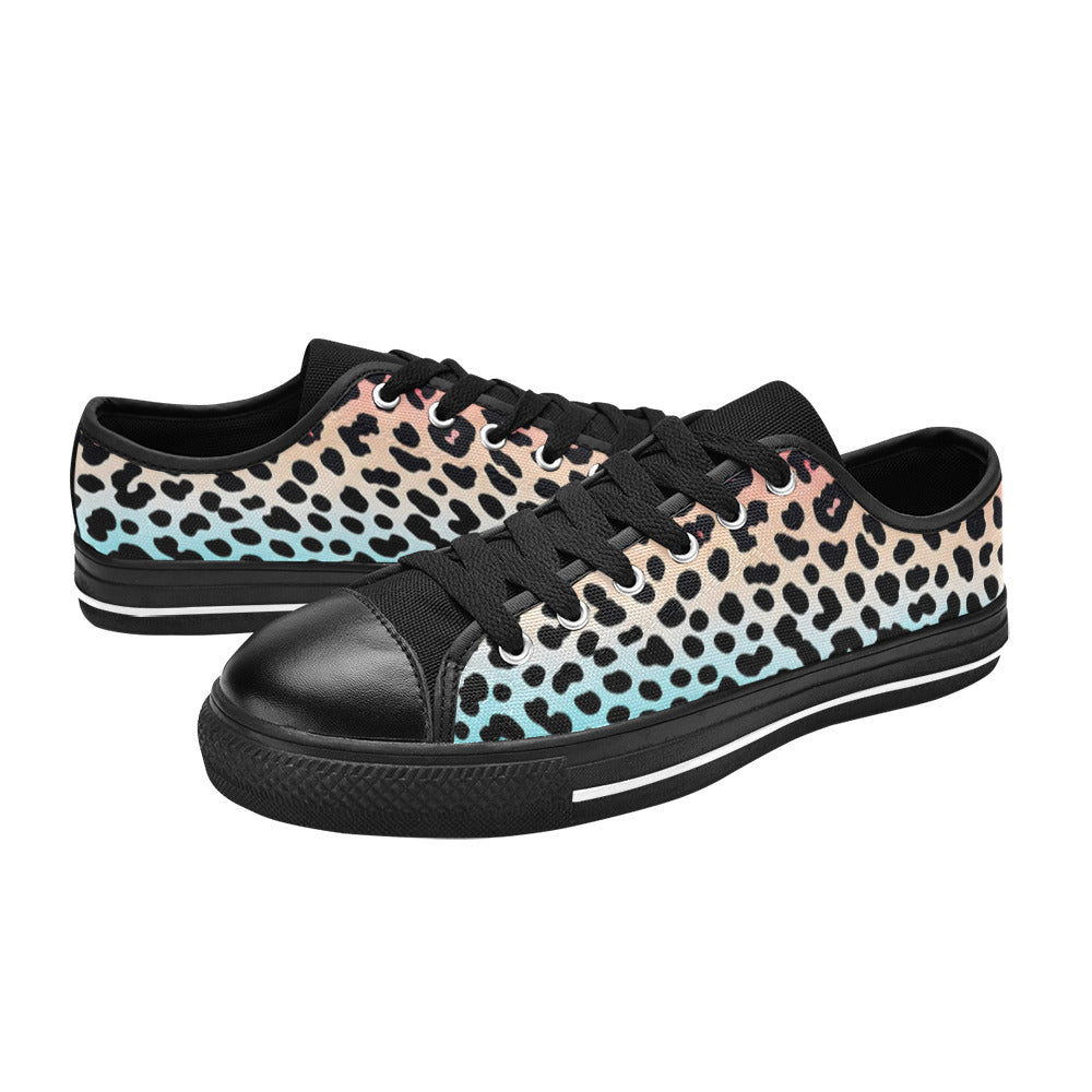 WOMEN'S Gradient Leopard Print Canvas Grunge Custom Shoes
