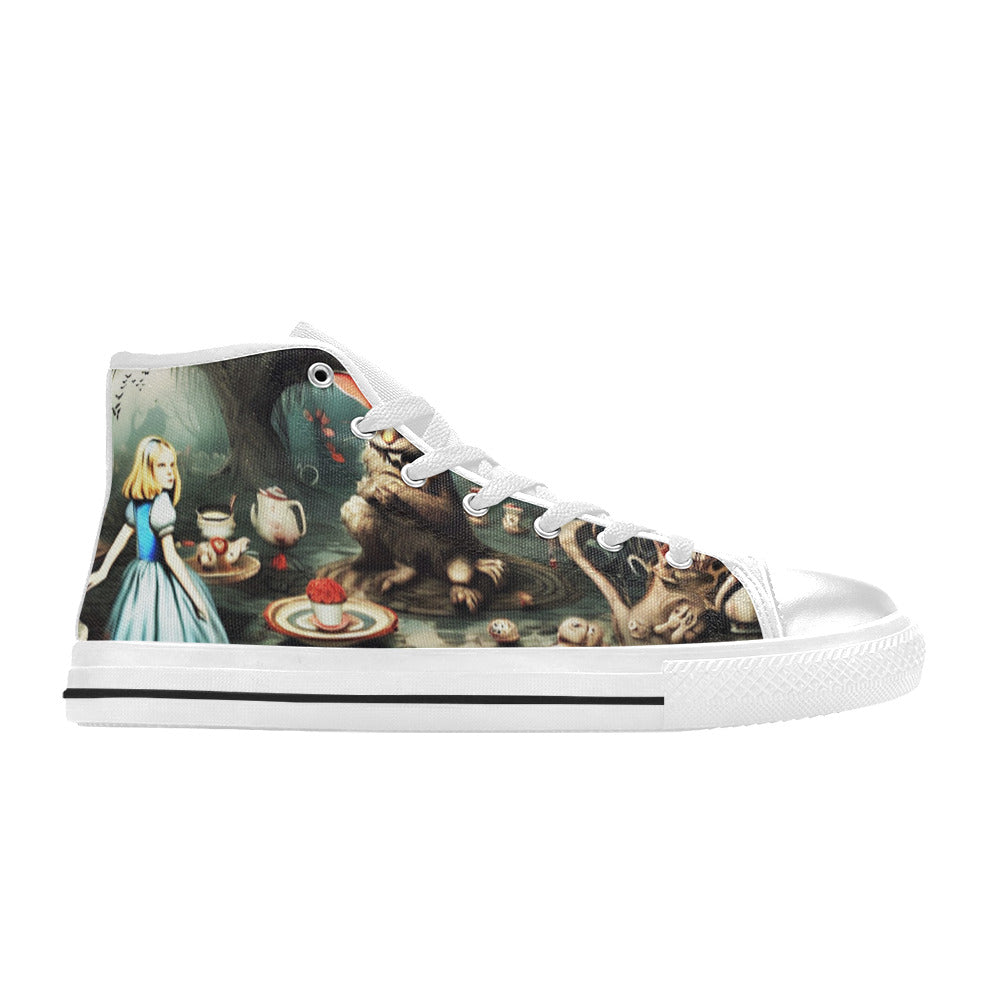 WOMEN'S Creepy World Wonderland High Top Canvas Vibrant Chaos Custom Shoes