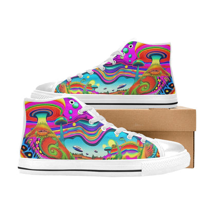 WOMEN'S Trippy World Art 36 High Top Canvas Y2K Custom Shoes