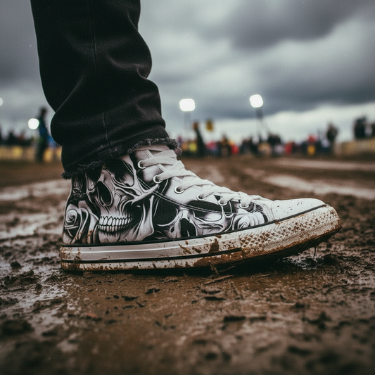 Freaky Shoes® Grey Skulls & Roses Men