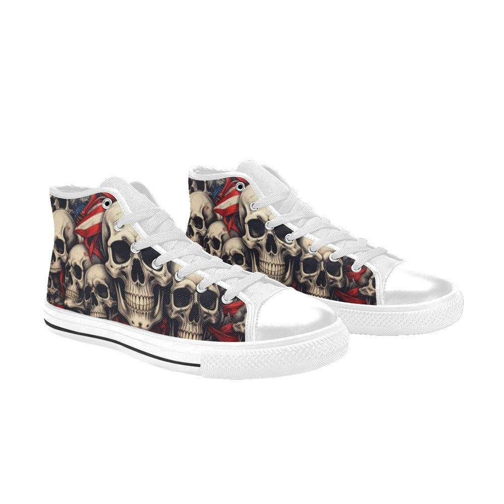 MEN'S Patriotic Skull Flag High Top Canvas Y2K Custom Shoes