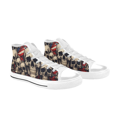 MEN'S Patriotic Skull Flag High Top Canvas Y2K Custom Shoes