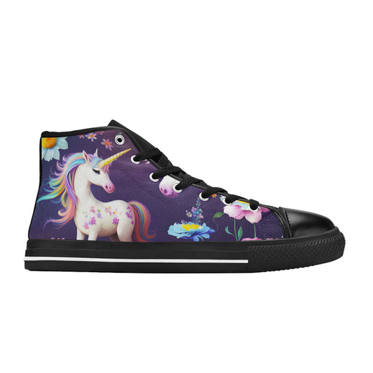 MEN'S Unicorns Please Men’S High Top Canvas Neon Fantasy Sneakers