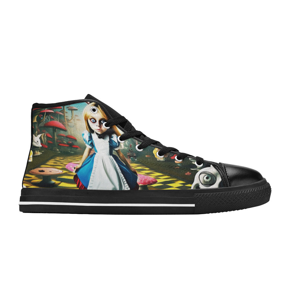 WOMEN'S Creepy Art 2 High Top Canvas Vibrant Chaos Custom Sneakers