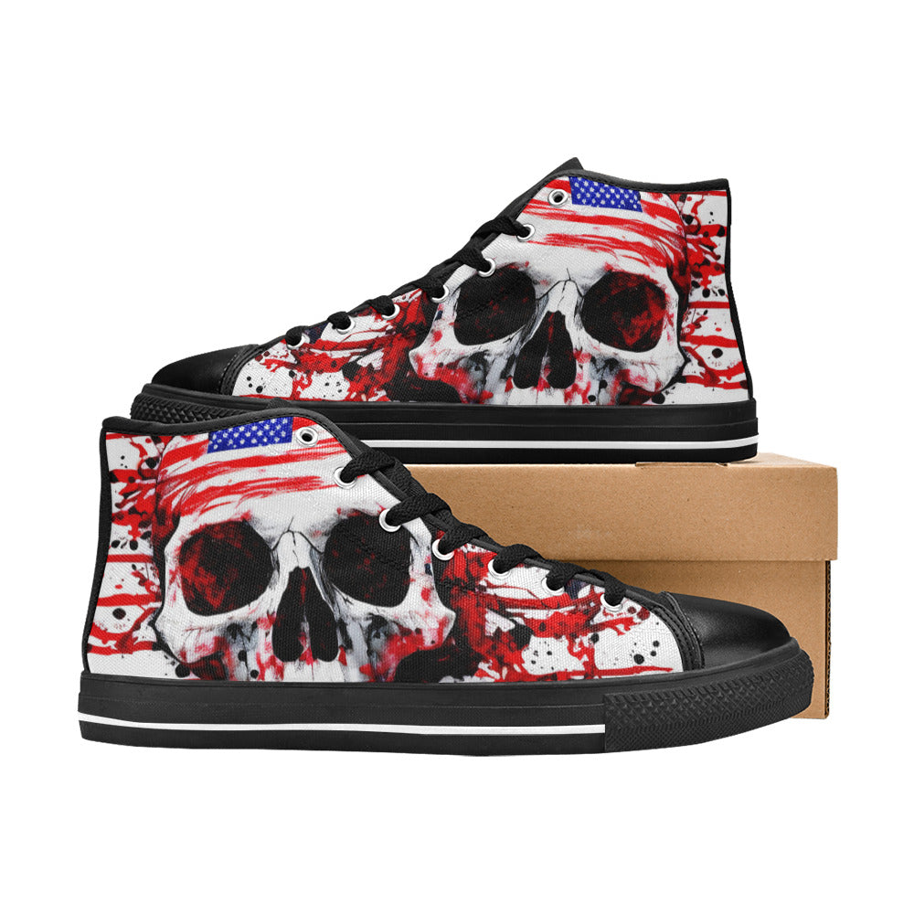 MEN'S Patriotic Splatter Men’S High Top Canvas Aesthetic Custom Sneakers