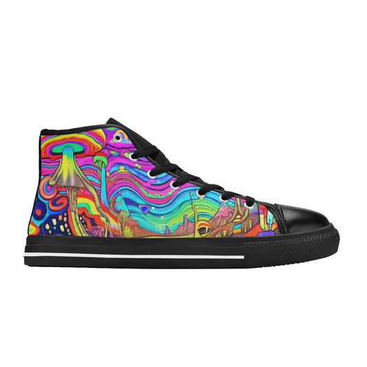 WOMEN'S Trippy Acid World Art High Top Canvas Wallpaper Art Custom Sneakers