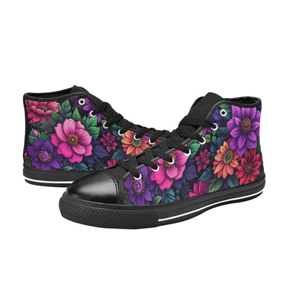WOMEN'S Trippy Floral Chaos High Top Canvas Y2K Custom Sneakers