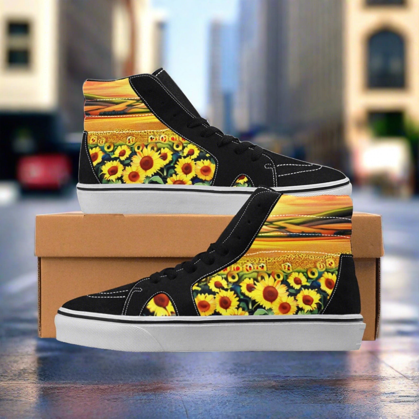 Cherry Blossom Green Emerald Vivid WOMEN Bold Art - Freaky Shoes | Custom Art Sneakers