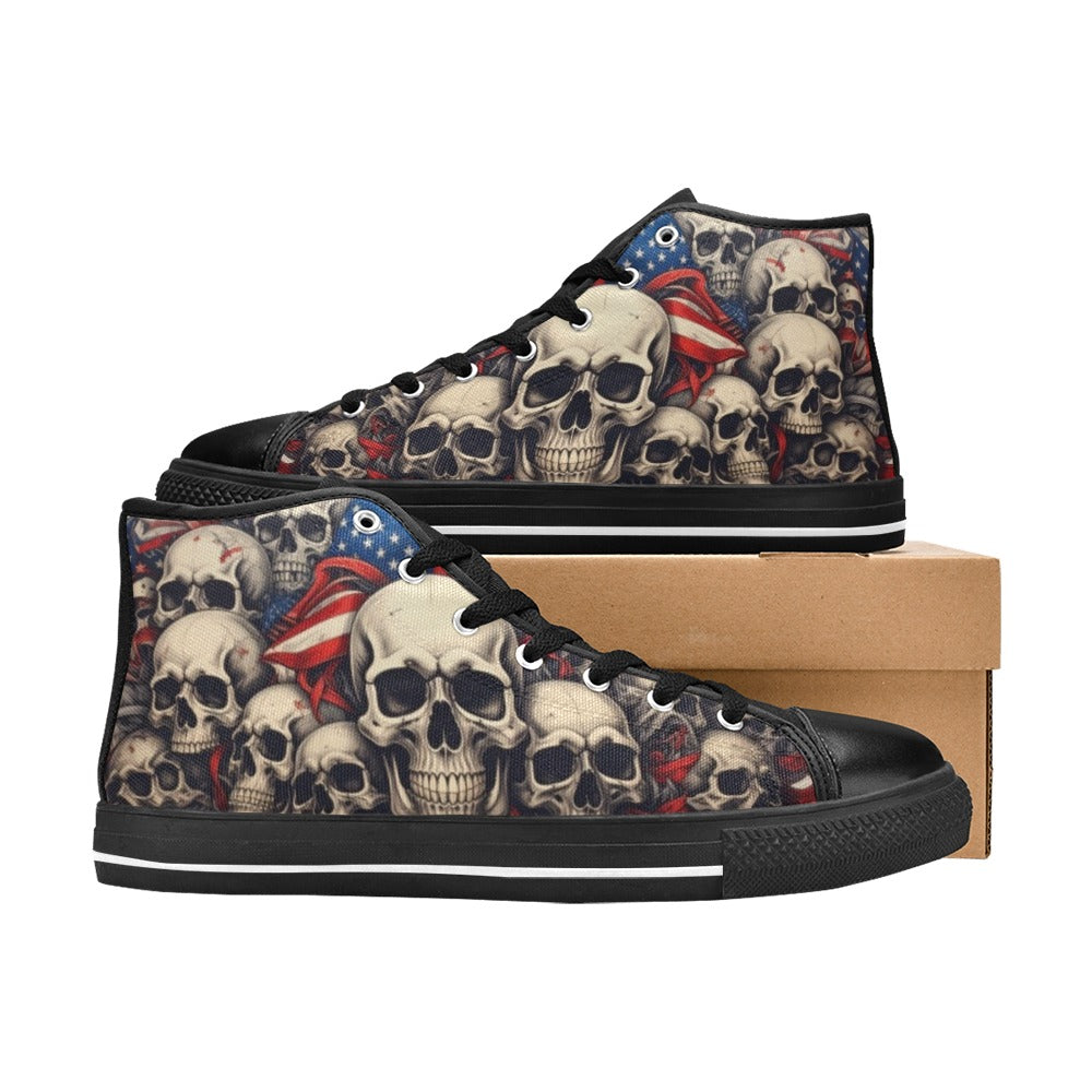 MEN'S Patriotic Skull Flag High Top Canvas Dark Academia Sneakers