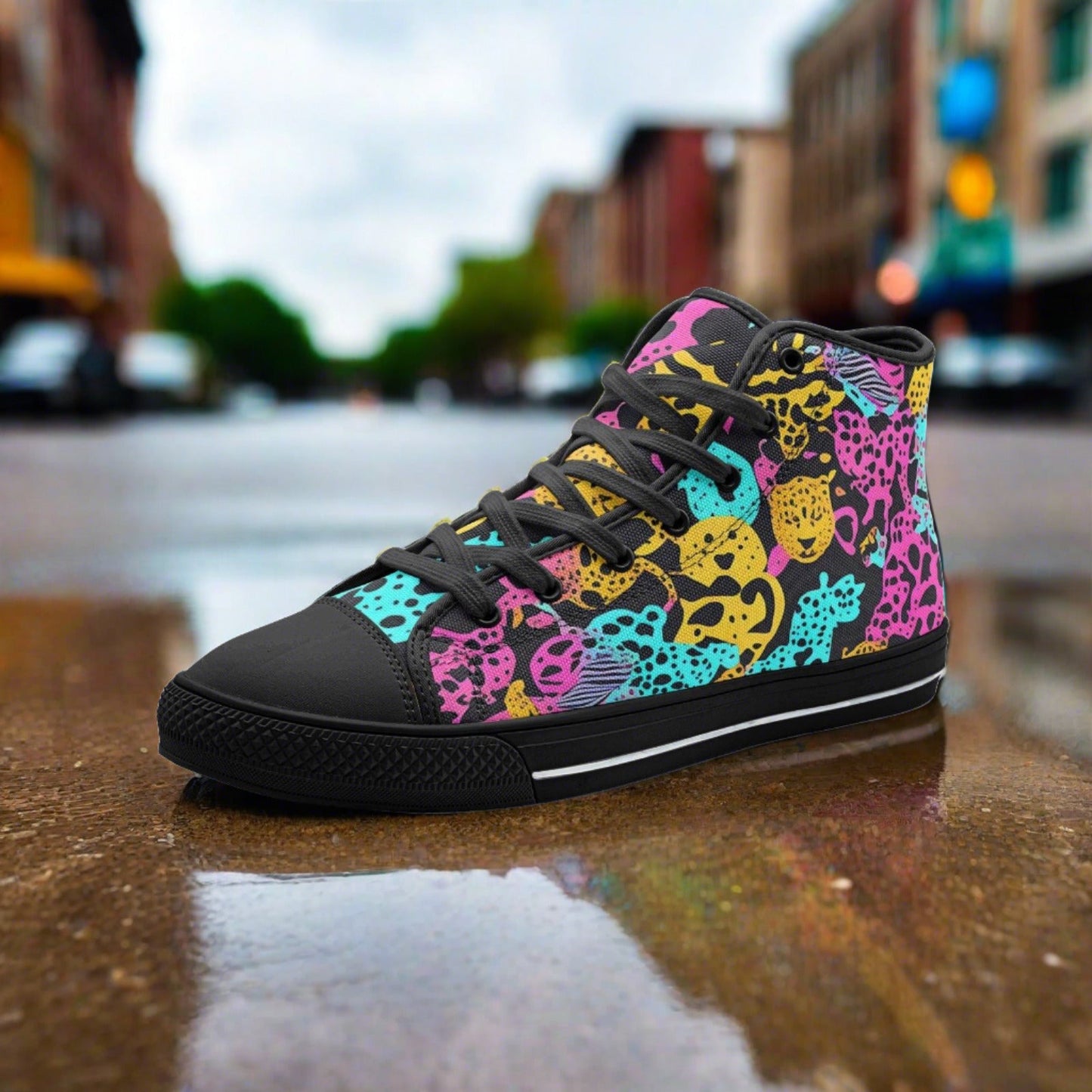 Butterfly Rainbow Purple Teal Wearable Bold Art - Freaky Shoes | Custom Art Sneakers