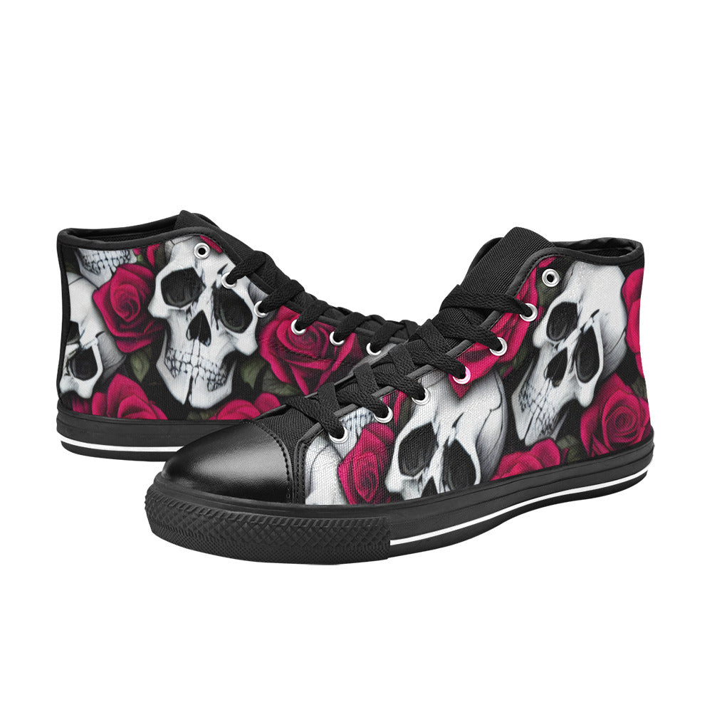 MEN'S Cc Skulls Roses 1 High Top Canvas Vivid Sneakers