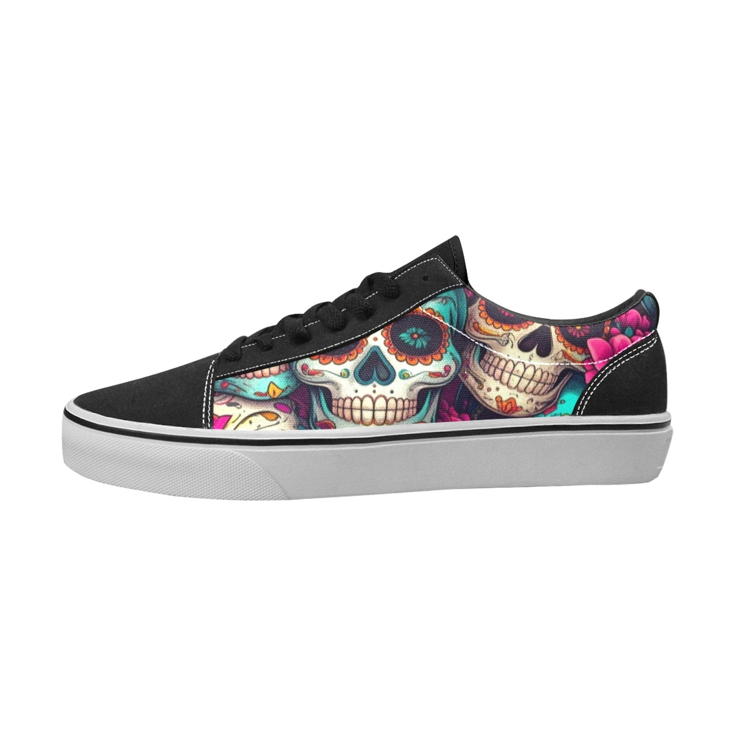 MEN'S Dia De Los Muertos Low Top Skateboarding Vibrant Chaos Custom Sneakers