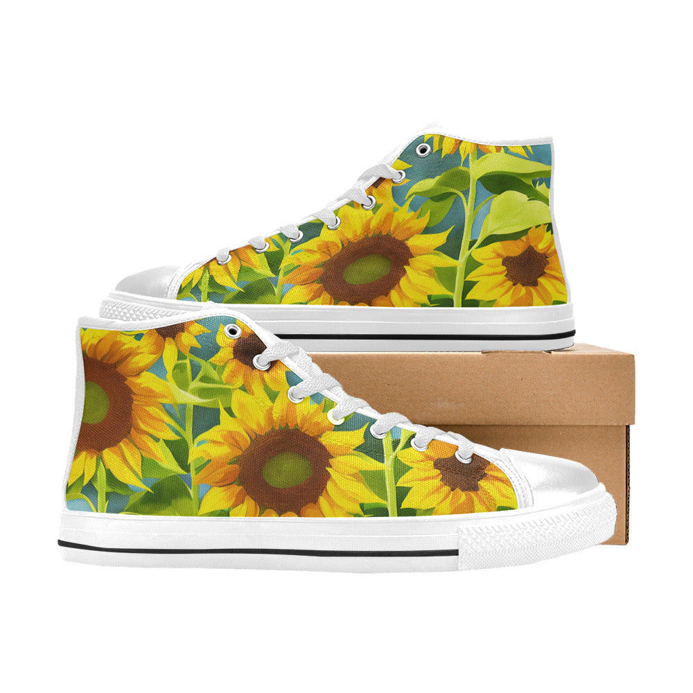 MEN'S Sunflowers Art 3 Men’S High Top Canvas Wallpaper Art Custom Sneakers