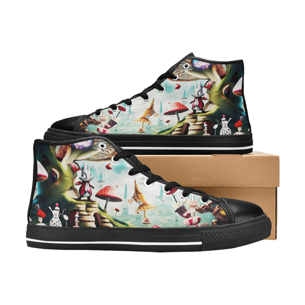 WOMEN'S Freaky World Wonderland High Top Canvas Dark Academia Custom Shoes