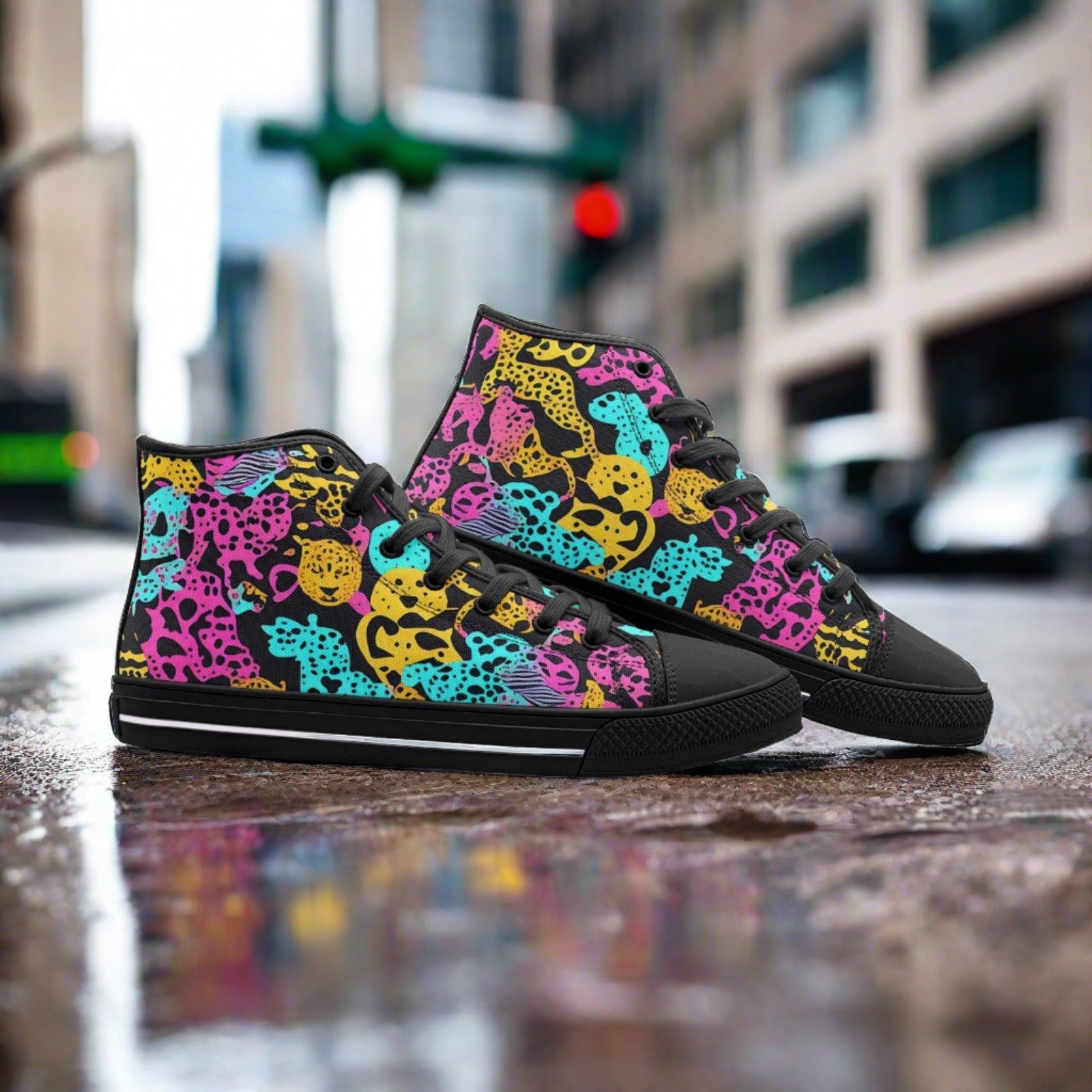 Butterfly Rainbow Purple Teal Wearable Bold Art - Freaky Shoes | Custom Art Sneakers