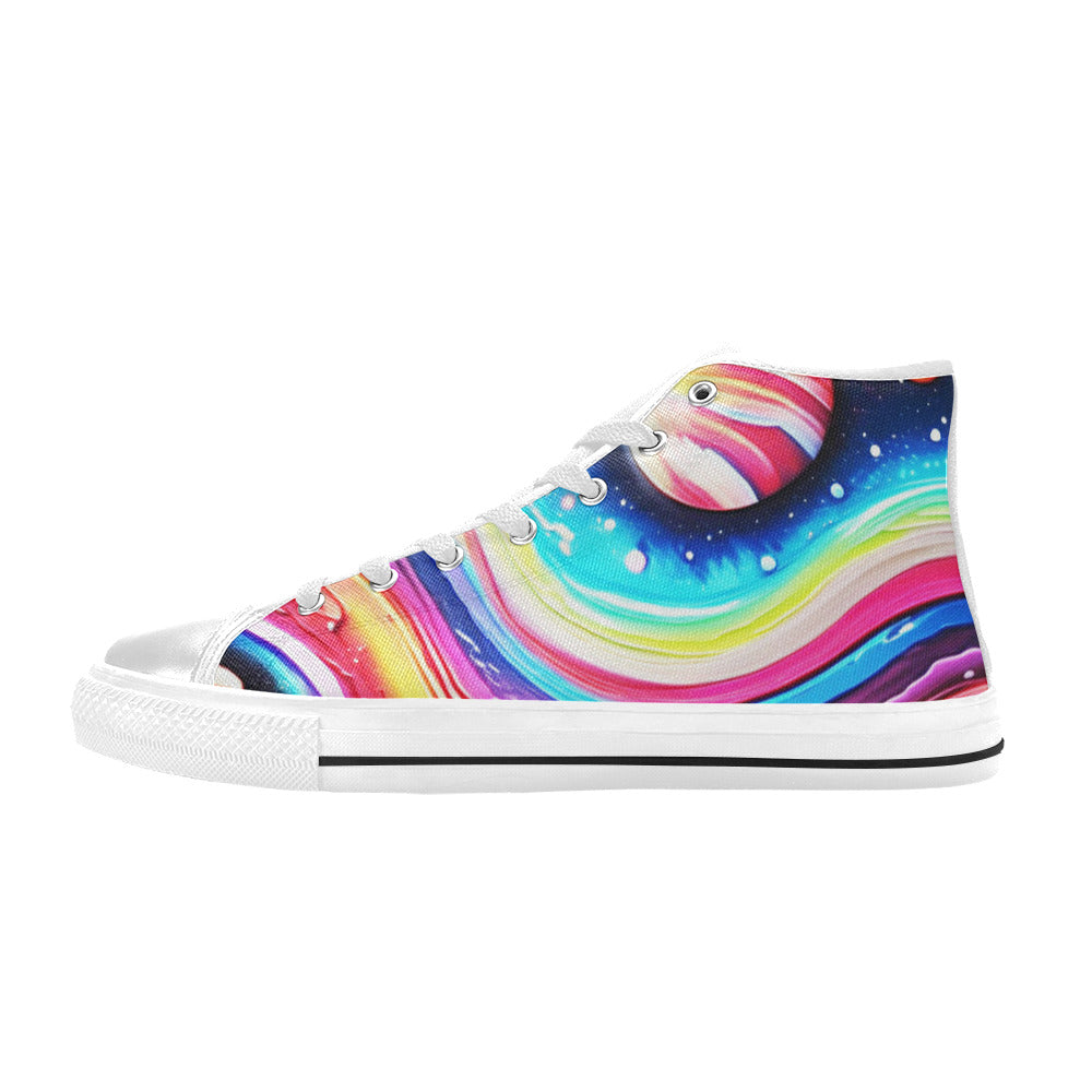 MEN'S Acrylic Colorful Galaxy Arts High Top Canvas Cottagecore Custom Shoes