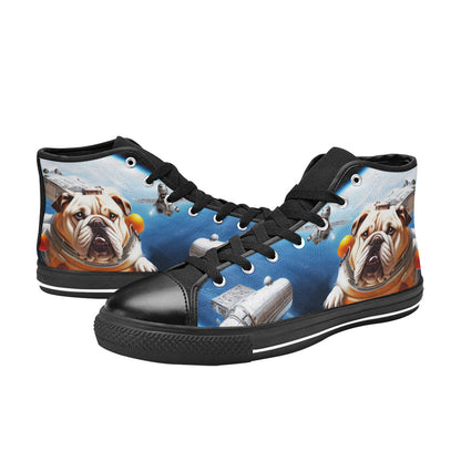 WOMEN'S Space Dog High Top Canvas Cottagecore Sneakers