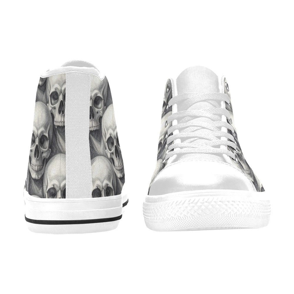 Grey Skull Crown Women's Gothic Dark Art High Top Canvas Shoes | Freaky Shoes®