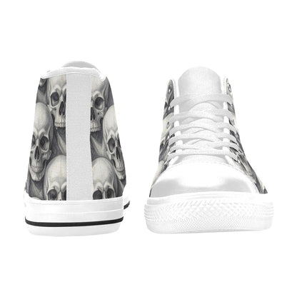 Grey Skull Crown Women's Gothic Dark Art High Top Canvas Shoes | Freaky Shoes®