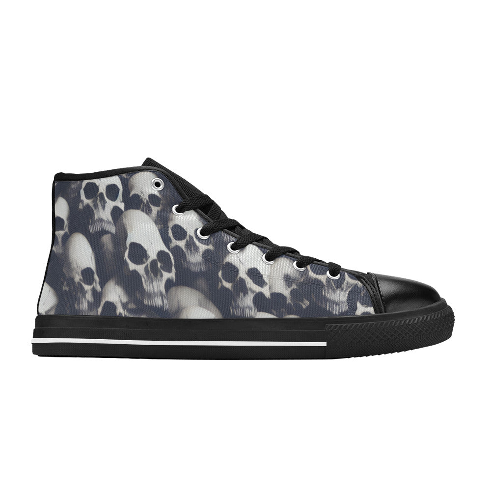 WOMEN'S Cc Skulls Greyscale Style High Top Canvas Y2K Custom Shoes