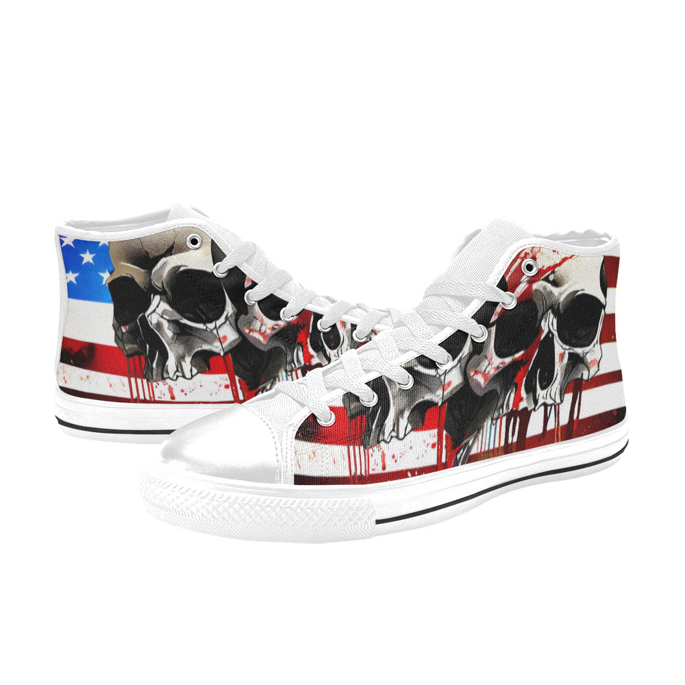 WOMEN'S Patriotic Skulls High Top Canvas Aesthetic Custom Shoes