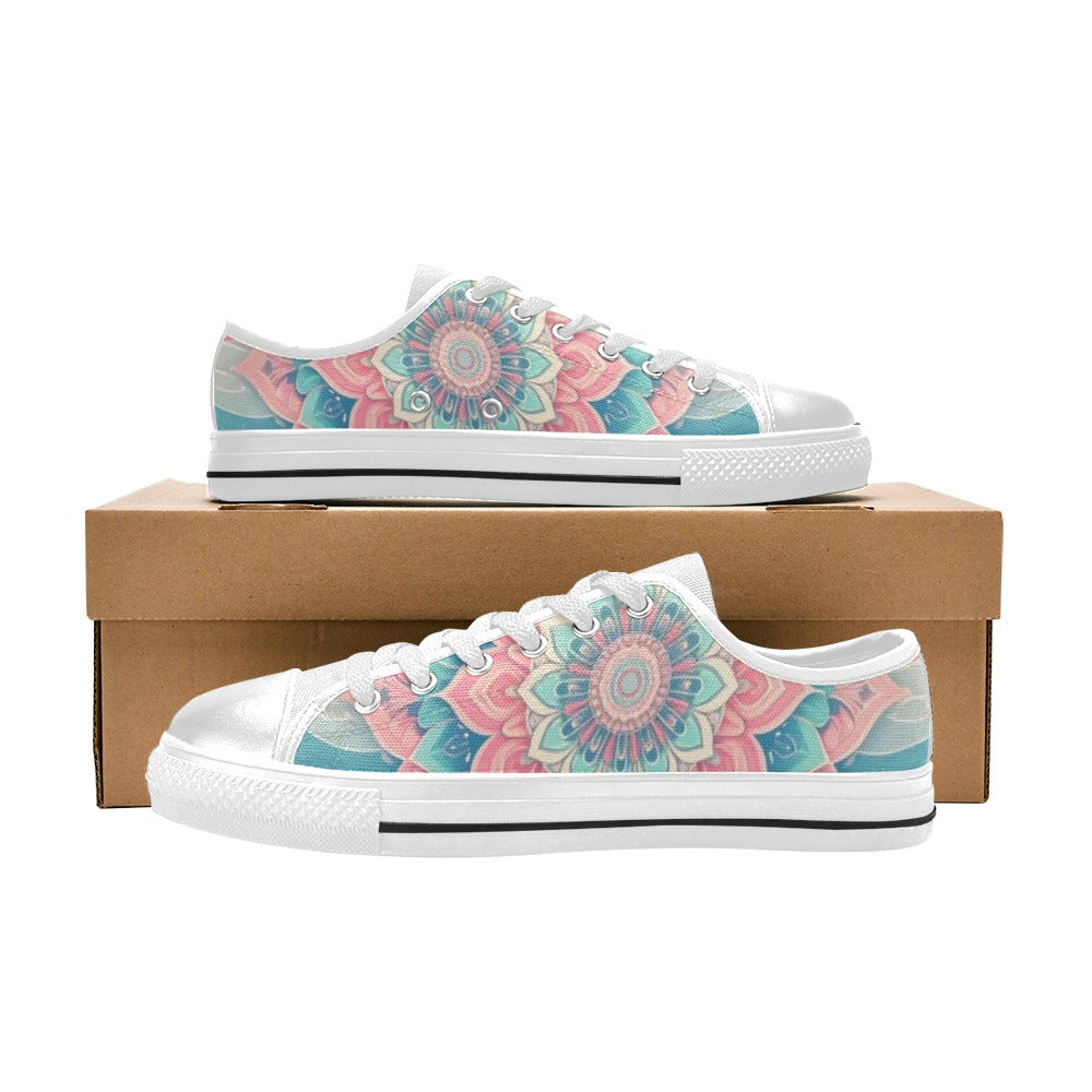 MEN'S Pastel Wave Mandala Low Top Canvas Cottagecore Custom Sneakers