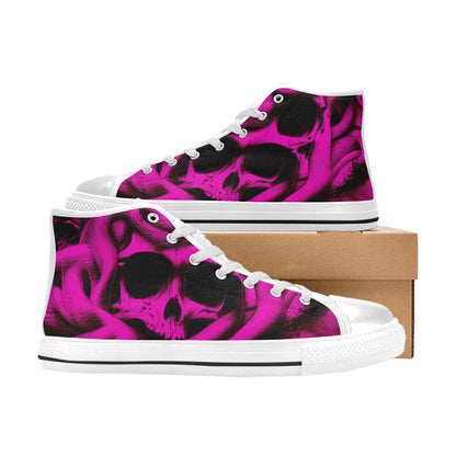 WOMEN'S Cc Snake Skull Art High Top Canvas Aesthetic Sneakers