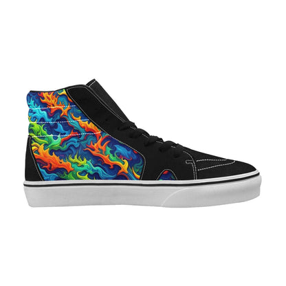 WOMEN'S Psychedelic Camo Rhythm High Top Skateboarding Wallpaper Art Sneakers