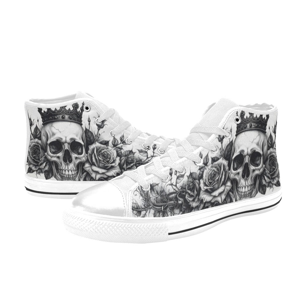 MEN'S Dark Gothic Skull Rose High Top Canvas Dark Academia Custom Shoes