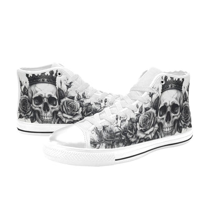 MEN'S Dark Gothic Skull Rose High Top Canvas Dark Academia Custom Shoes
