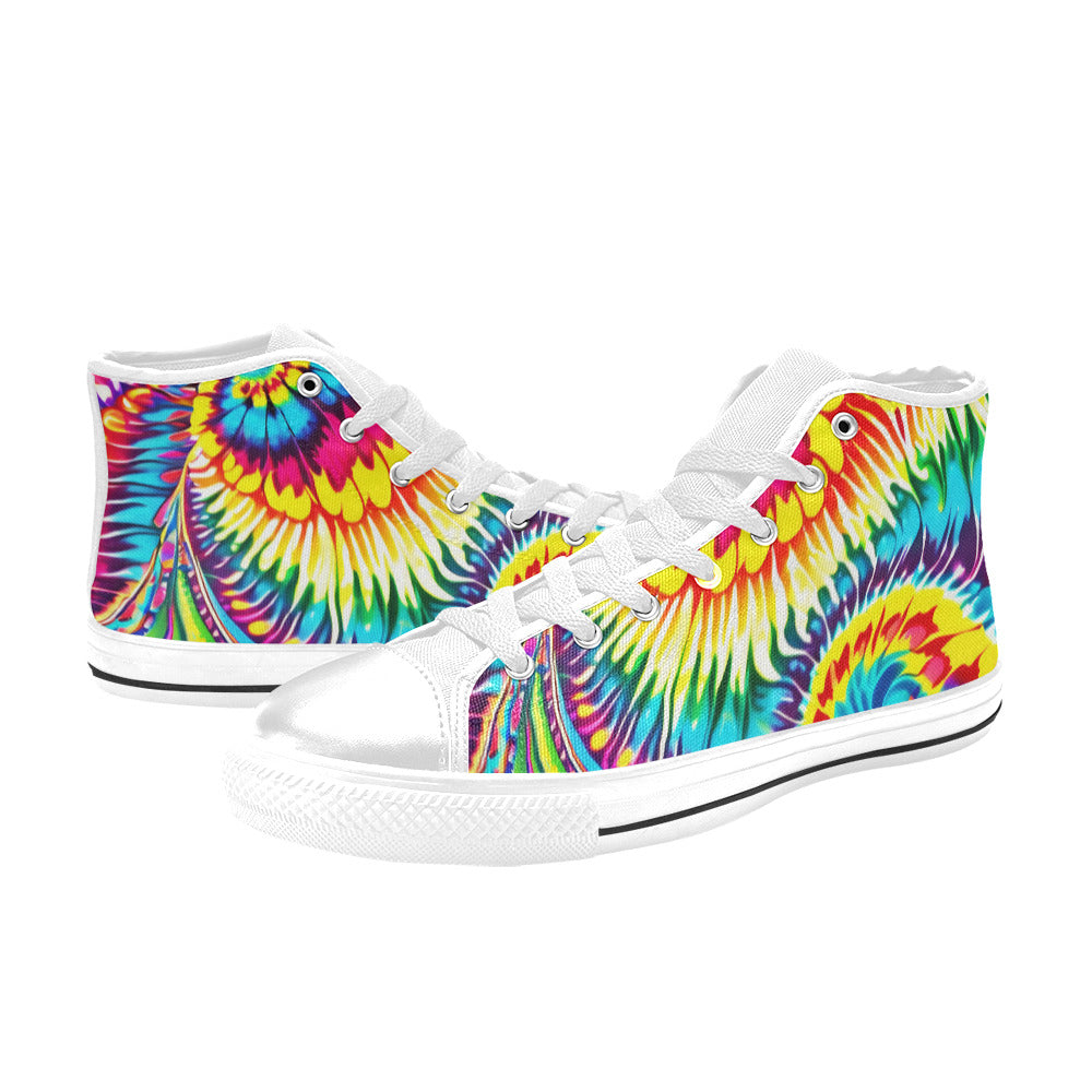 WOMEN'S Tie Dye Twist High Top Canvas Grunge Custom Shoes